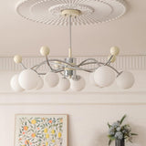 Modern Chrome Branch White Glass Globe Chandelier Image - 6