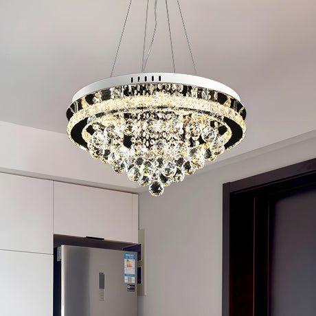 Modern Chrome Cascading Crystal Balls LED Pendant Chandelier Image - 2