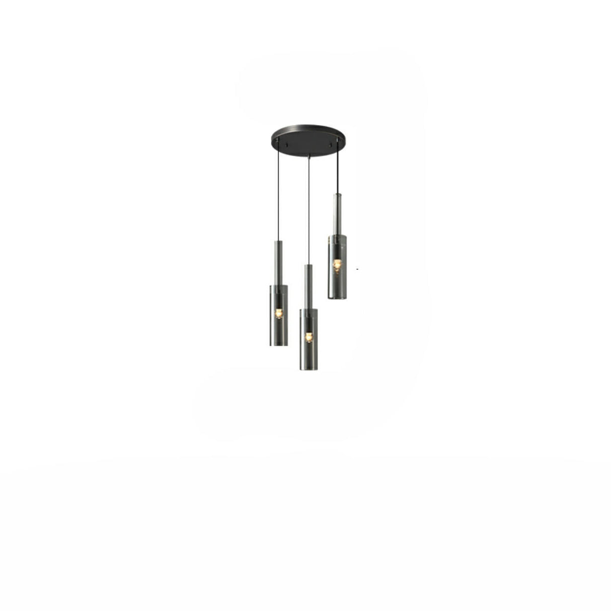 Modern Chrome Clear Glass Cylinder Bedroom Pendant Light Image - 5