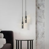 Modern Chrome Clear Glass Cylinder Bedroom Pendant Light Image - 6