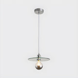 Modern Chrome Clear Glass Disc Circular Pendant Light Image - 1