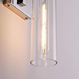 Modern Chrome Clear Glass Tube Bathroom Wall Sconce Image - 14