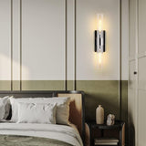 Modern Chrome Clear Glass Tube Bathroom Wall Sconce Image - 3