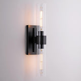 Modern Chrome Clear Glass Tube Bathroom Wall Sconce Image - 4