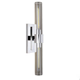 Modern Chrome Clear Glass Tube Bathroom Wall Sconce Image - 5