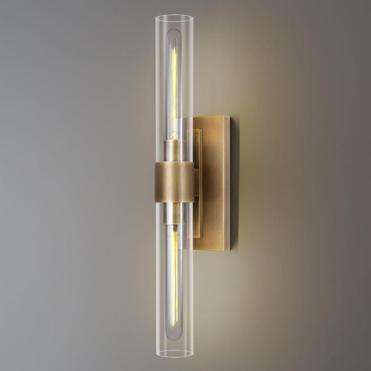 Modern Chrome Clear Glass Tube Bathroom Wall Sconce Image - 7