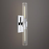 Modern Chrome Clear Glass Tube Bathroom Wall Sconce Image - 8