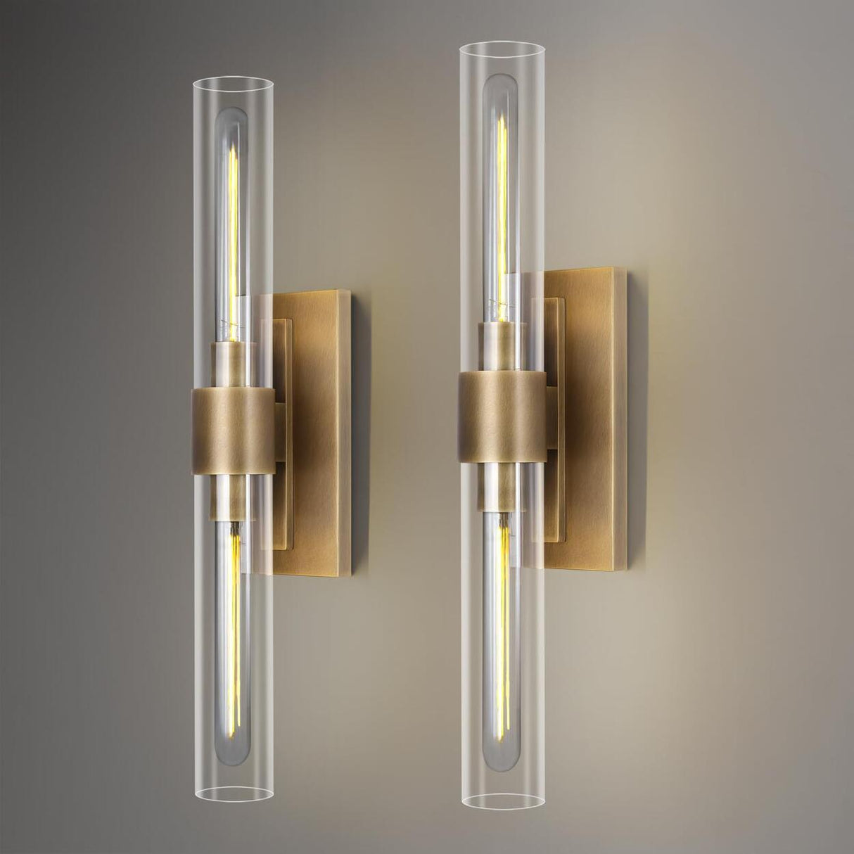 Modern Chrome Clear Glass Tube Bathroom Wall Sconce Image - 9