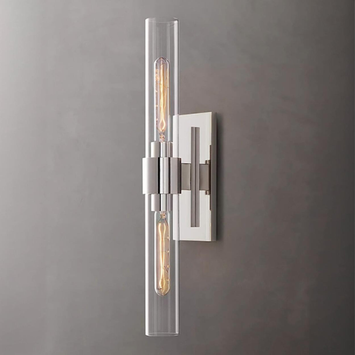 Modern Chrome Clear Glass Tube Wall Sconce Light Image - 1