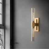 Modern Chrome Clear Glass Tube Wall Sconce Light Image - 4