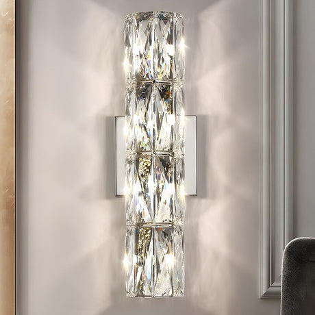 Modern Chrome Crystal Wall Sconce Light Fixture Image - 1