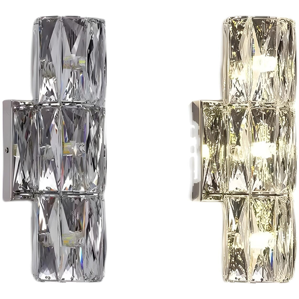 Modern Chrome Crystal Wall Sconce Light Fixture Image - 10