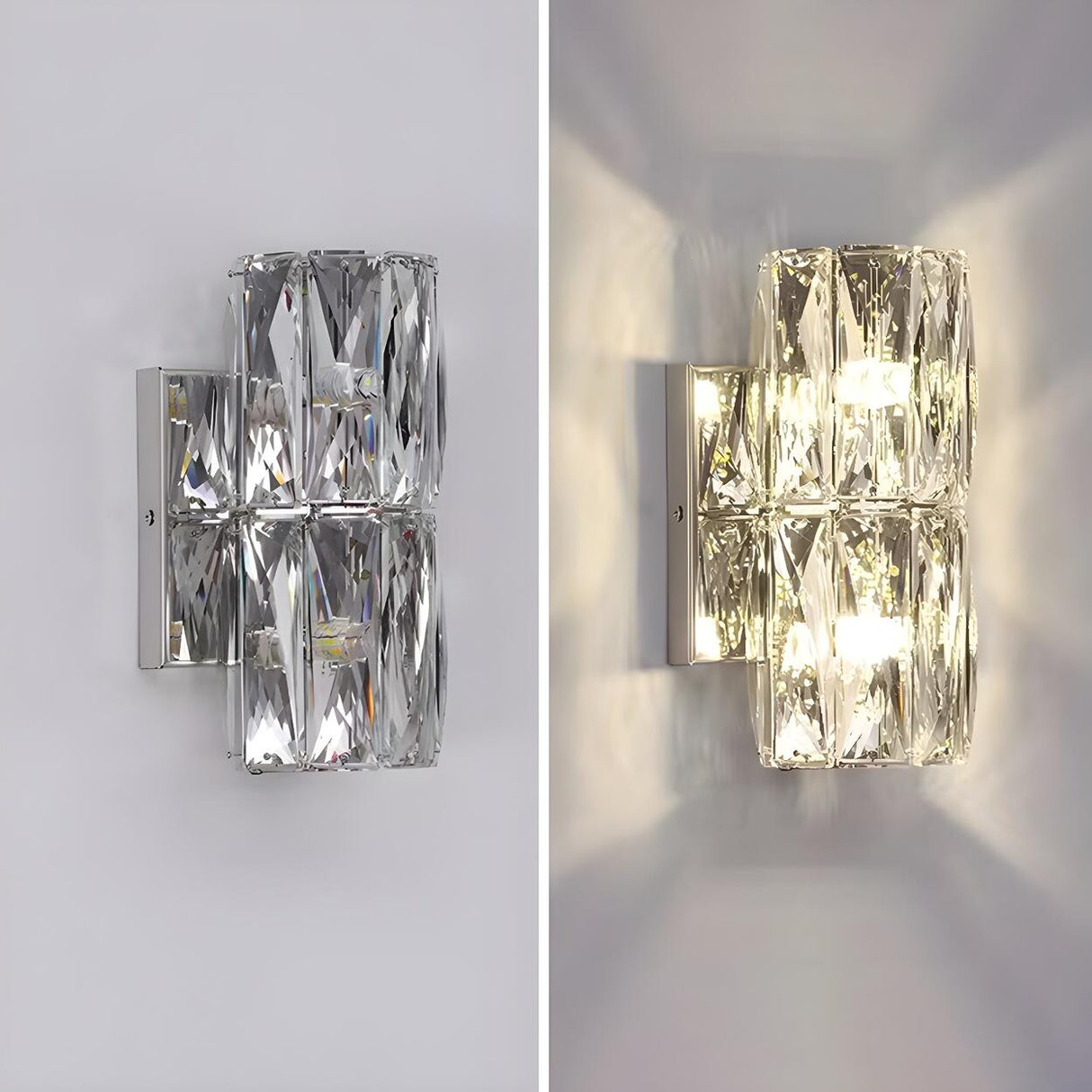 Modern Chrome Crystal Wall Sconce Light Fixture Image - 12