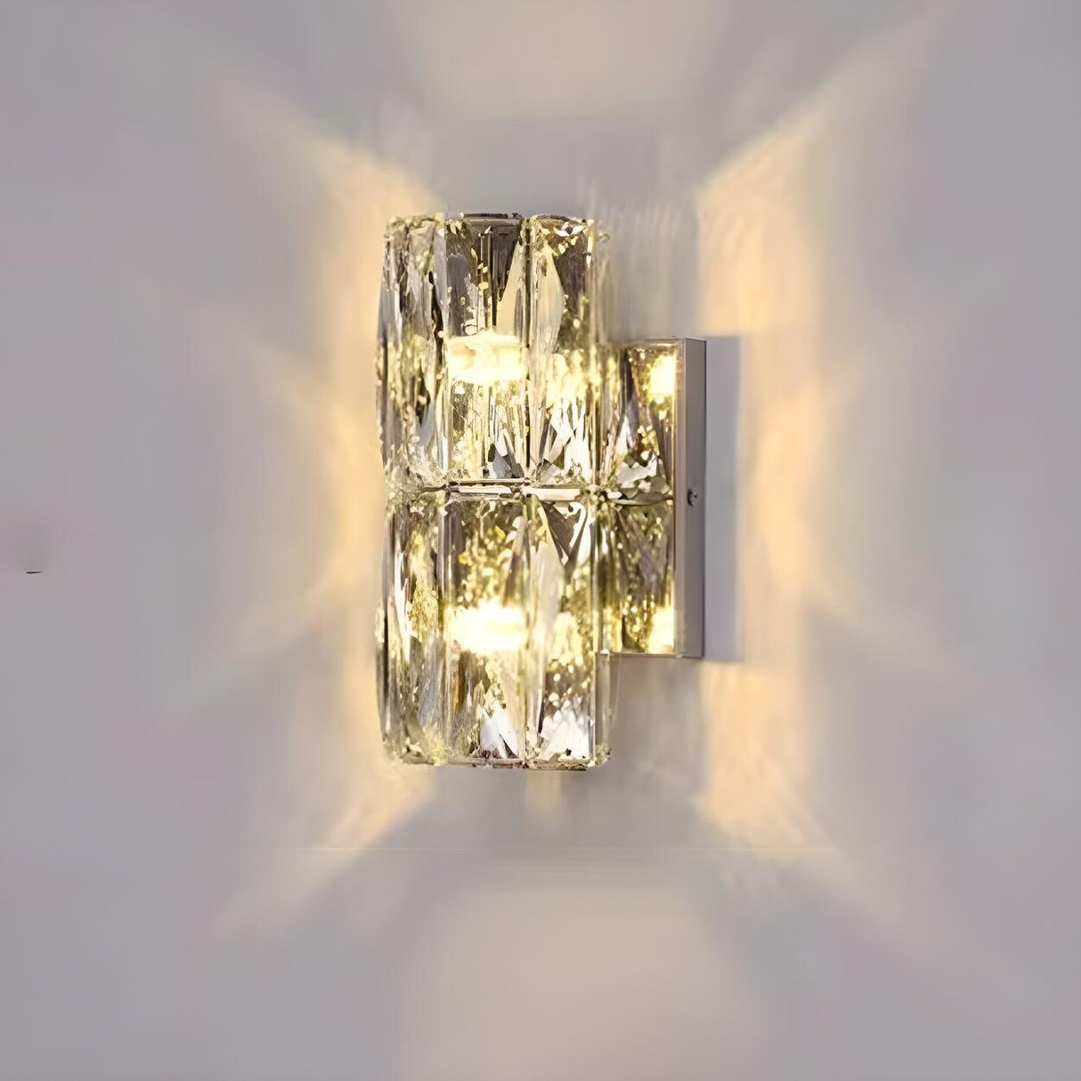 Modern Chrome Crystal Wall Sconce Light Fixture Image - 2