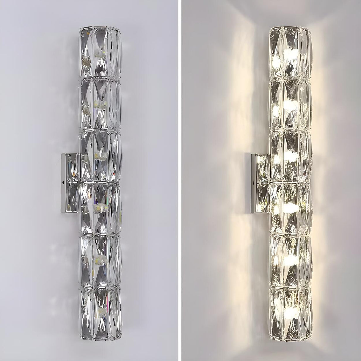 Modern Chrome Crystal Wall Sconce Light Fixture Image - 6