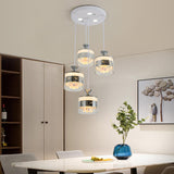 Modern Chrome Cylinder Clear Glass Pendant Light Image - 1