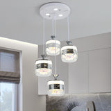 Modern Chrome Cylinder Clear Glass Pendant Light Image - 17