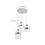 Modern Chrome Cylinder Clear Glass Pendant Light #size