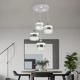 Modern Chrome Cylinder Clear Glass Pendant Light Image - 4