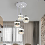 Modern Chrome Cylinder Clear Glass Pendant Light Image - 6