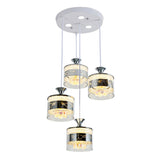 Modern Chrome Cylinder Clear Glass Pendant Light Image - 7