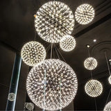 Modern Chrome Firework Sphere LED Pendant Chandelier Image - 3