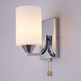 Modern Chrome Frosted Glass Wall Sconce with Switch Image - 1