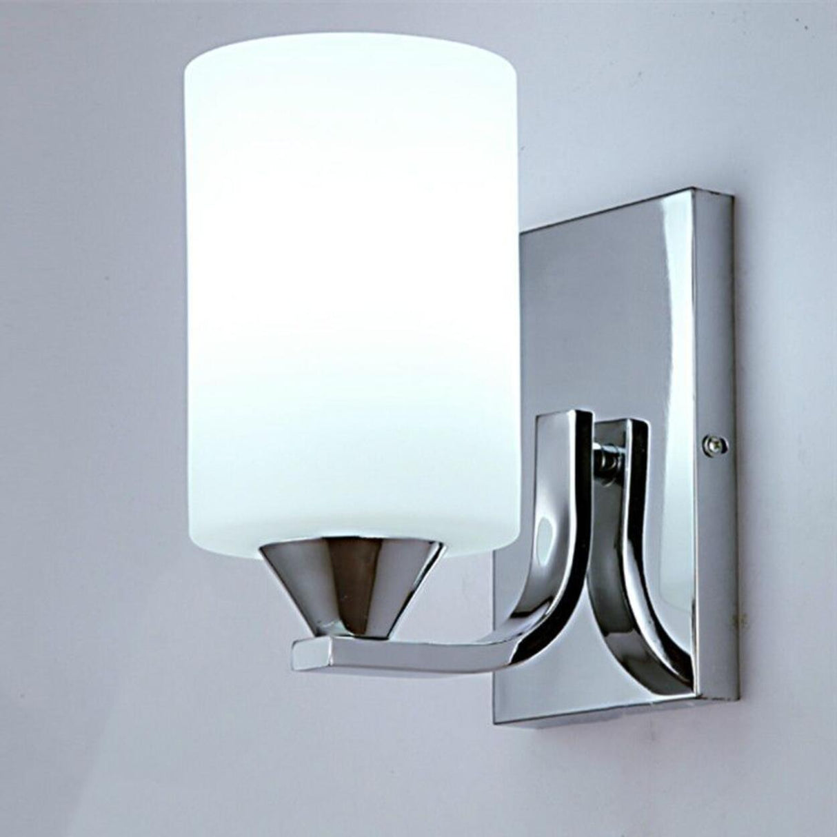 Modern Chrome Frosted Glass Wall Sconce with Switch Image - 2