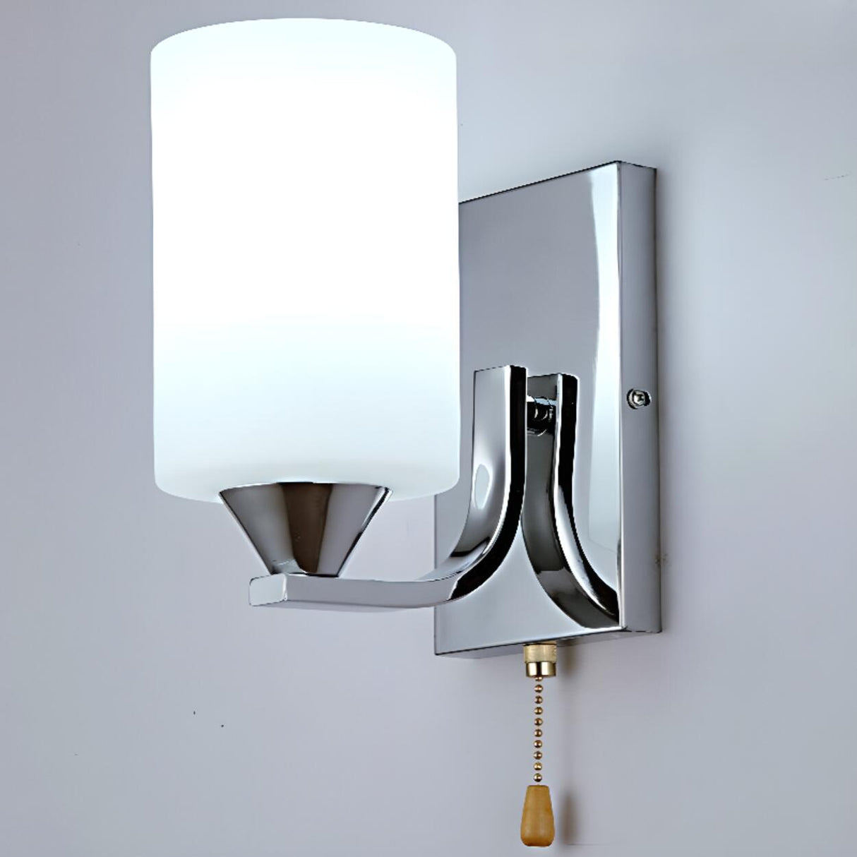 Modern Chrome Frosted Glass Wall Sconce with Switch Image - 6