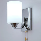 Modern Chrome Frosted Glass Wall Sconce with Switch Image - 6