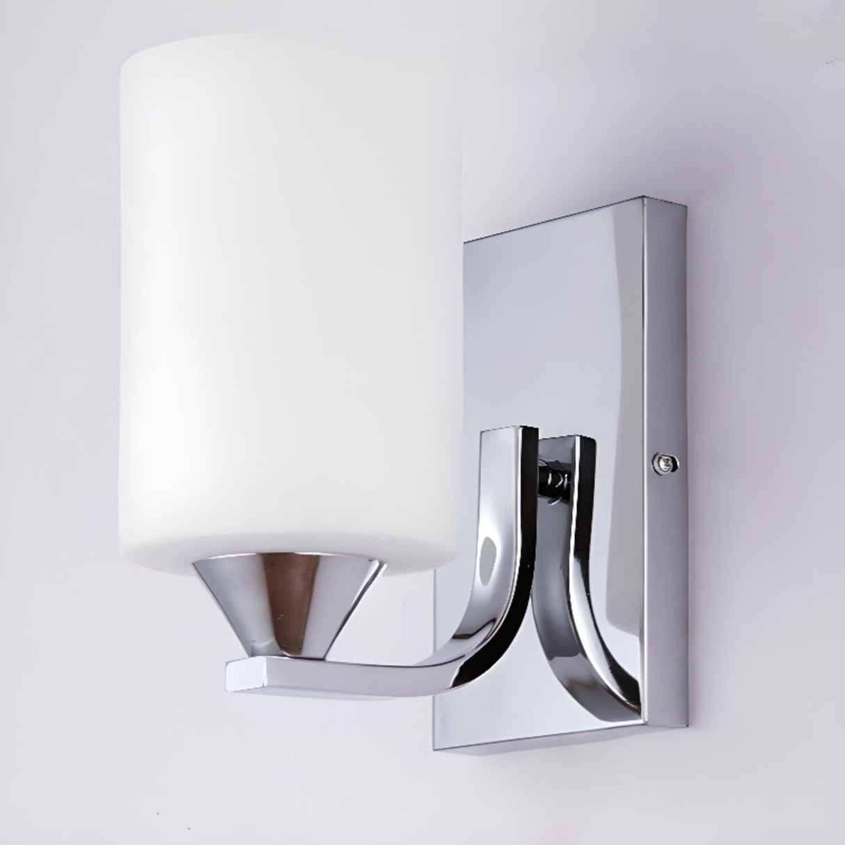 Modern Chrome Frosted Glass Wall Sconce with Switch Image - 7