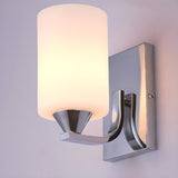 Modern Chrome Frosted Glass Wall Sconce with Switch Image - 8