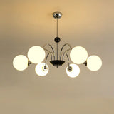 Nordic Sphere Metal Glass Living Room White Chandelier Image - 14