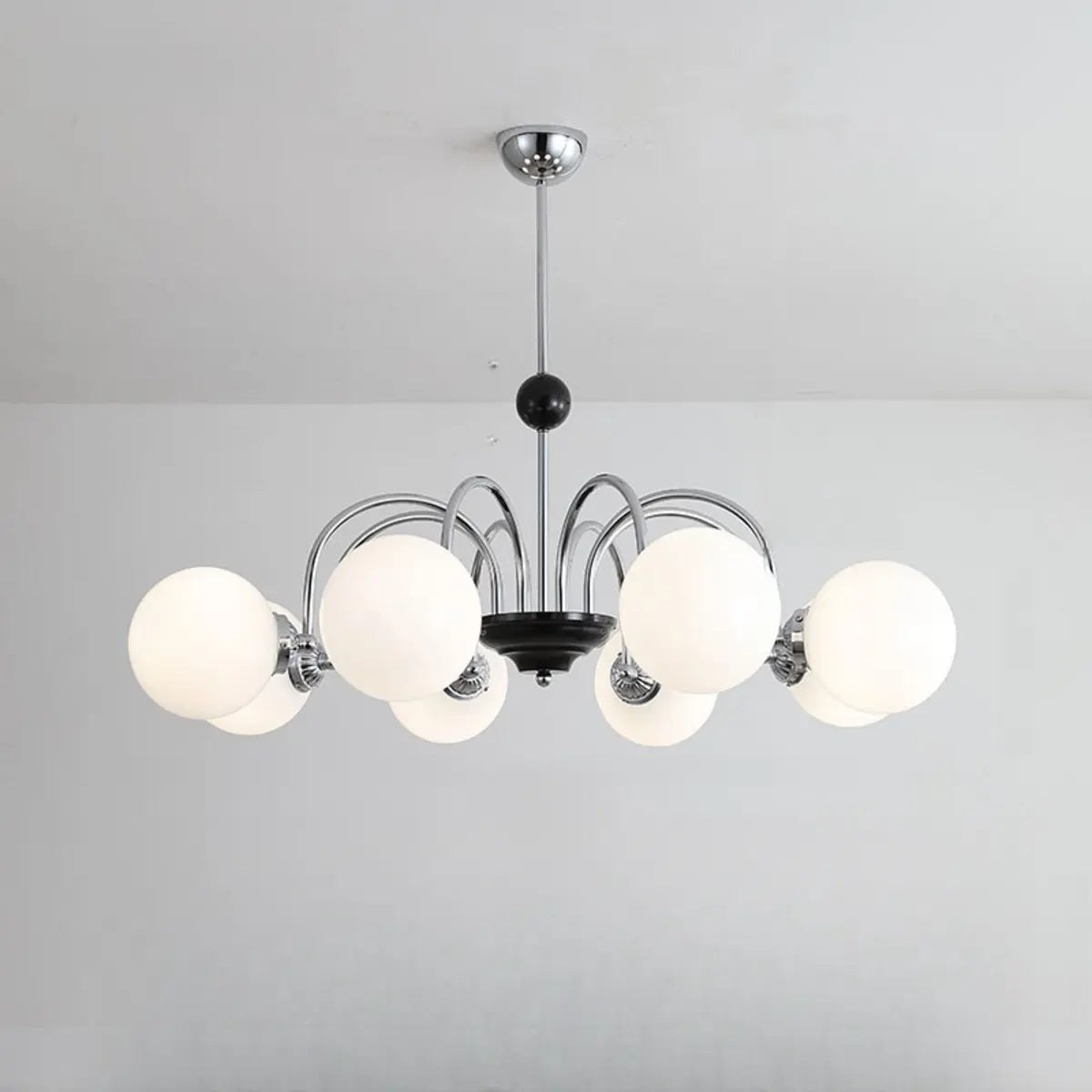 Nordic Sphere Metal Glass Living Room White Chandelier Image - 15