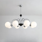 Nordic Sphere Metal Glass Living Room White Chandelier Image - 15