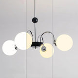 Nordic Sphere Metal Glass Living Room White Chandelier Image - 16