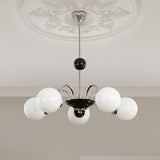 Nordic Sphere Metal Glass Living Room White Chandelier Image - 3