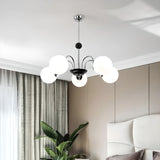 Nordic Sphere Metal Glass Living Room White Chandelier Image - 4