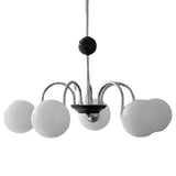 Nordic Sphere Metal Glass Living Room White Chandelier Image - 5