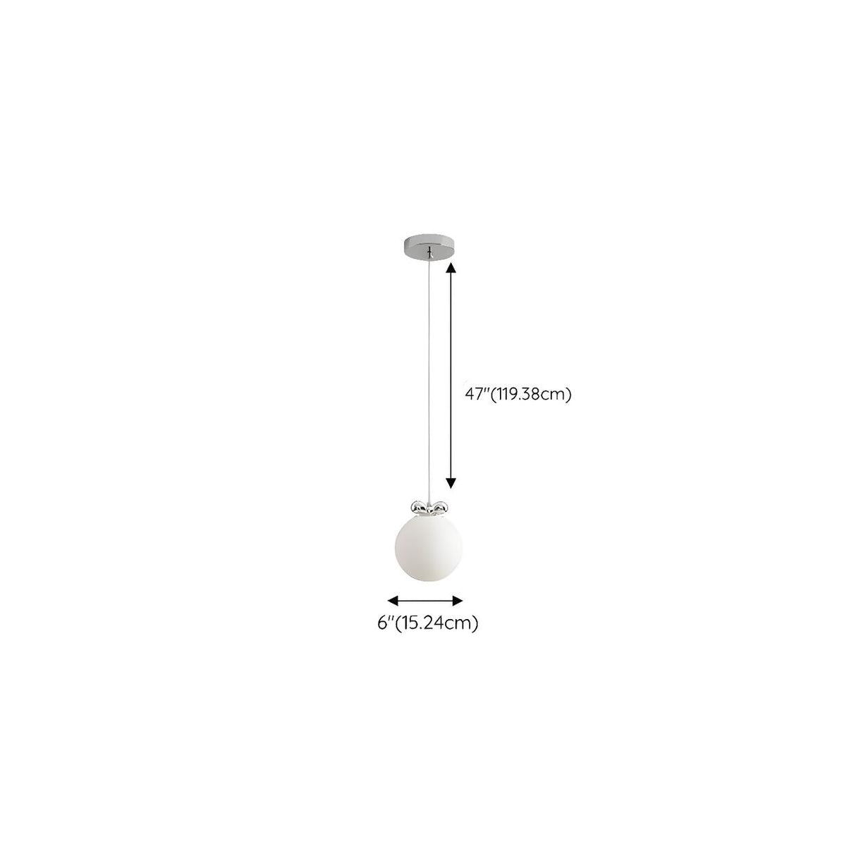 Modern  Chrome Globe White Glass Bedroom Pendant Light 