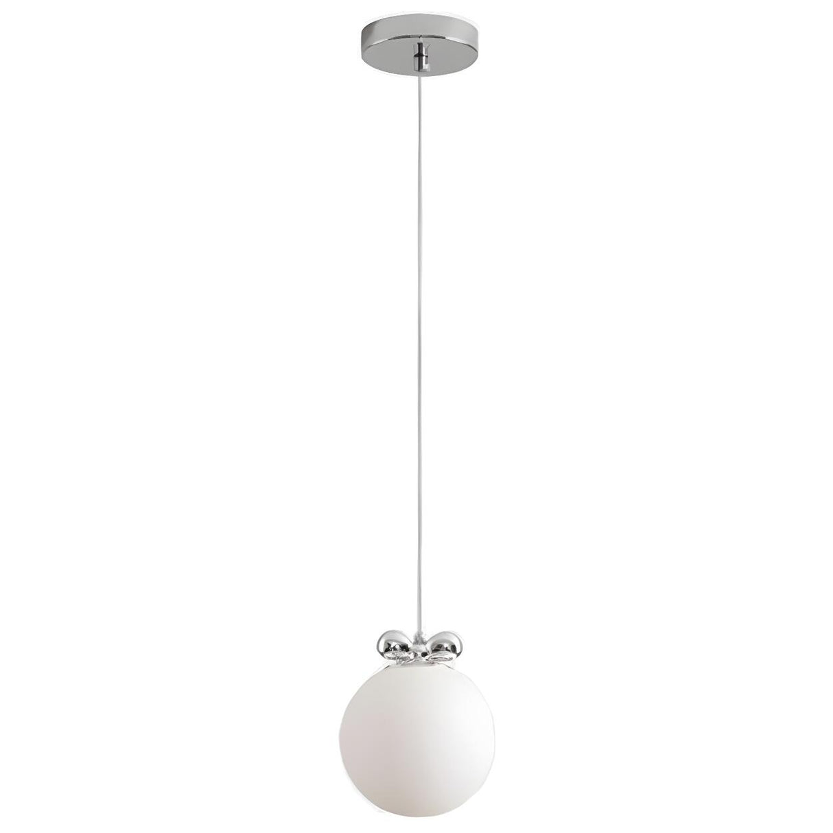 Modern  Chrome Globe White Glass Bedroom Pendant Light Image - 6