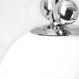 Modern  Chrome Globe White Glass Bedroom Pendant Light Image - 9