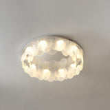 Modern Chrome Round Flakes Flush Mount Lamp Living Room Image - 3