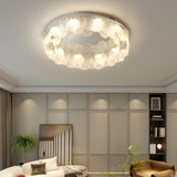 Modern Chrome Round Flakes Flush Mount Lamp Living Room Image - 4