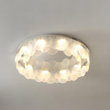 Modern Chrome Round Flakes Flush Mount Lamp Living Room Image - 7