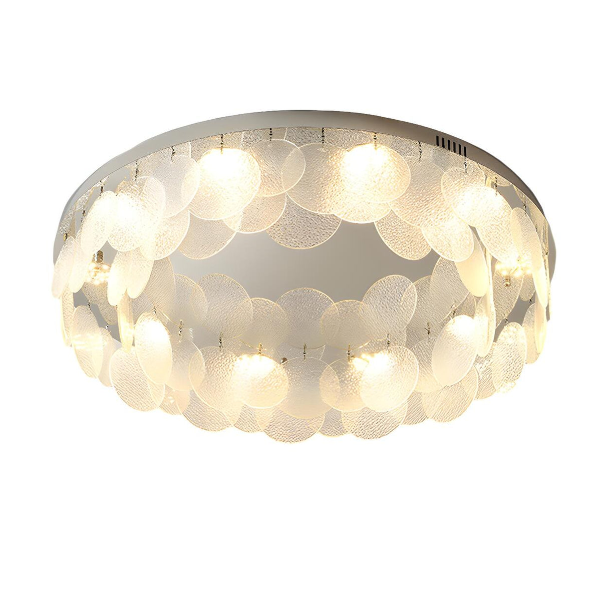 Modern Chrome Round Flakes Flush Mount Lamp Living Room Image - 9