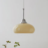 Modern Chrome Simple Glass Dome Drum Pendant Light Image - 10