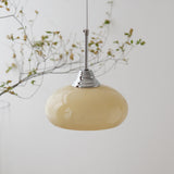 Modern Chrome Simple Glass Dome Drum Pendant Light Image - 3