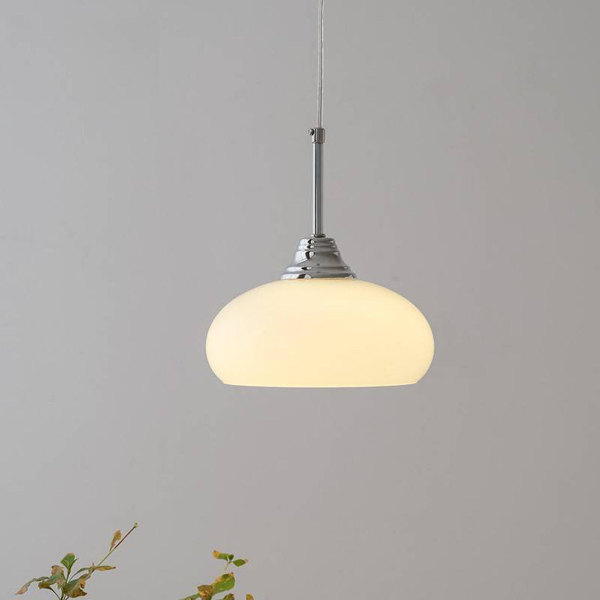 Modern Chrome Simple Glass Dome Drum Pendant Light Image - 4