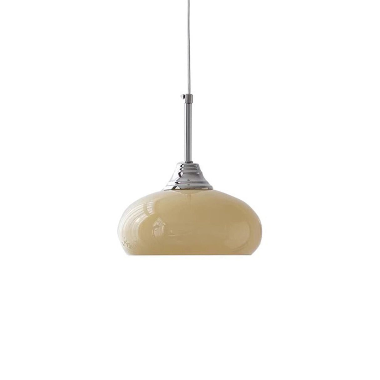 Modern Chrome Simple Glass Dome Drum Pendant Light Image - 5